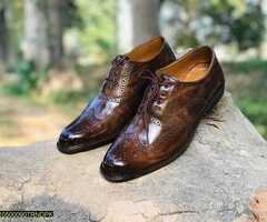 Leather and lafkar cow shoes