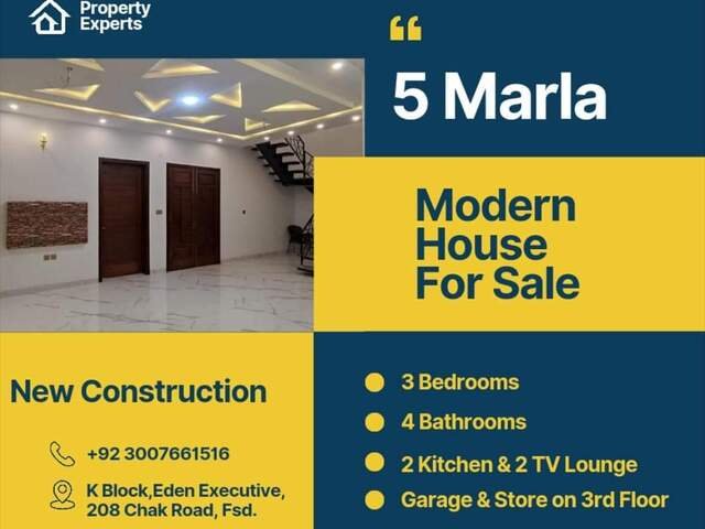 5 Marla house for sale in Eden Executive - 1/12